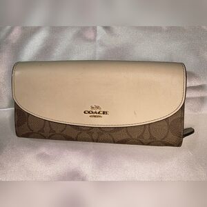 Coach Signature Slim Envelope Wallet in Brown signature coated canvas &  Leather